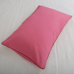 Pillow Cover-Plain Color-Dark Pink with Piping- Pair