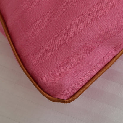 Pillow Cover-Plain Color-Dark Pink with Piping- Pair