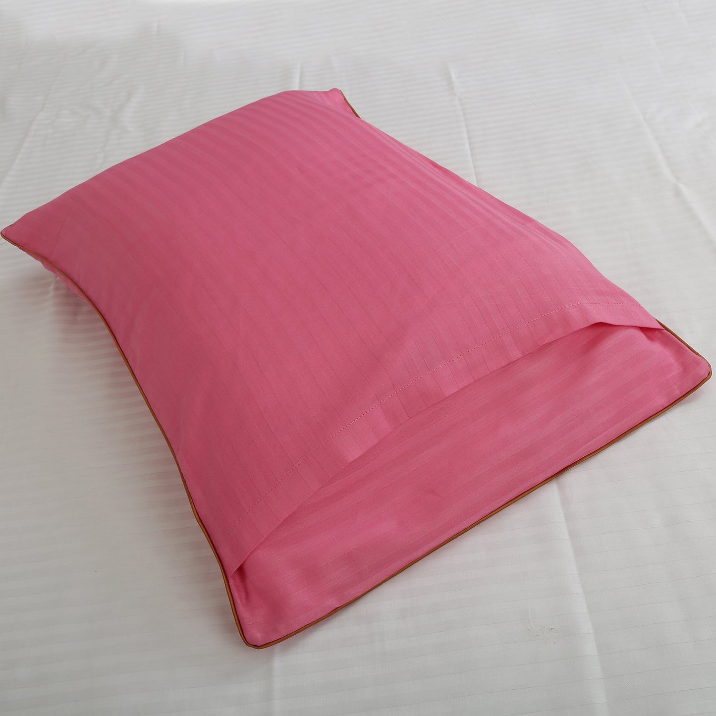 Pillow Cover-Plain Color-Dark Pink with Piping- Pair