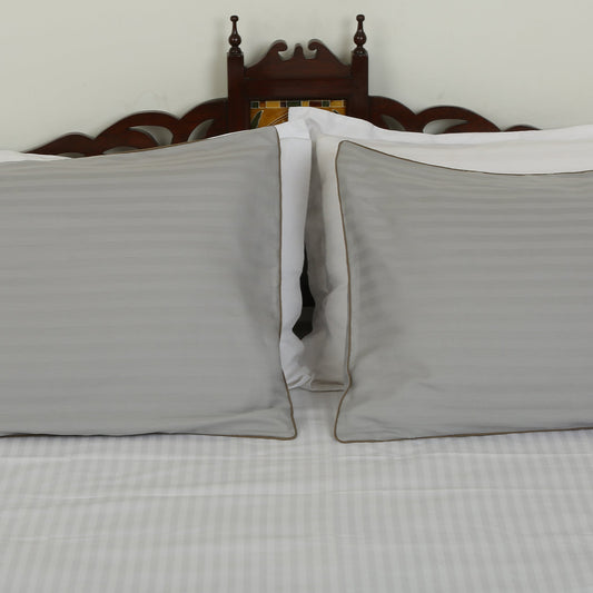 Pillow Cover-Plain Color-Light Gray with Piping- Pair