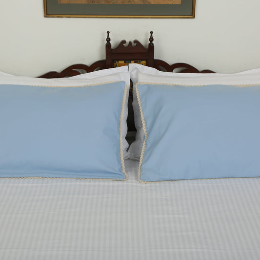 Pillow Cover-Plain Color-Indigo Blue with Lace Style- Pair