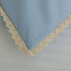 Pillow Cover-Plain Color-Indigo Blue with Lace Style- Pair