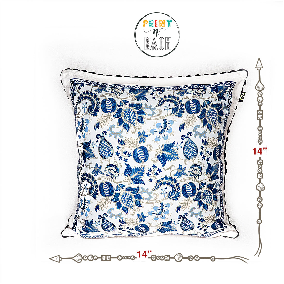 Print n Lace 030(cream n blue)