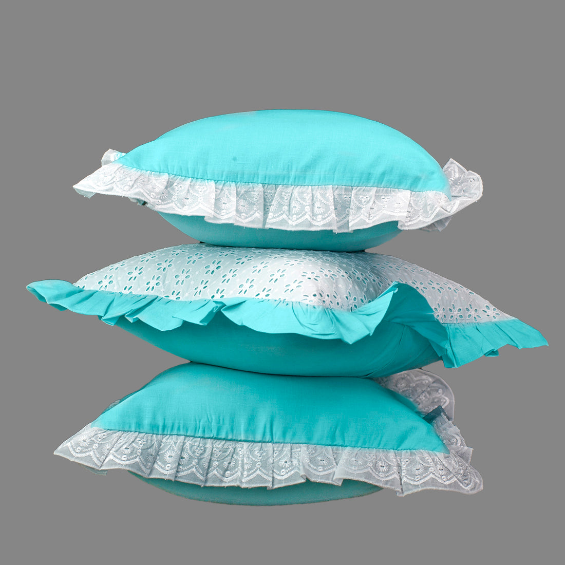 Cushion Cover-Kåpåås Collection II 16 II Set of 3 (Aqua Blue)