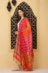 अks- Gharchola Reddish Pink n Orange Dupatta