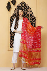 अks- Gharchola Reddish Pink n Orange Dupatta