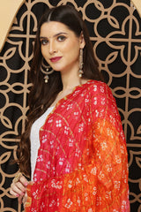 अks- Gharchola Reddish Pink n Orange Dupatta