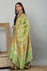 Dupatta-Banarasi Paithani Pattern- Green