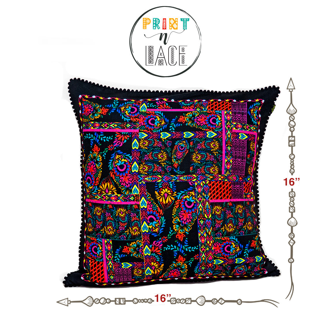 Print n Lace 022(black n multi)