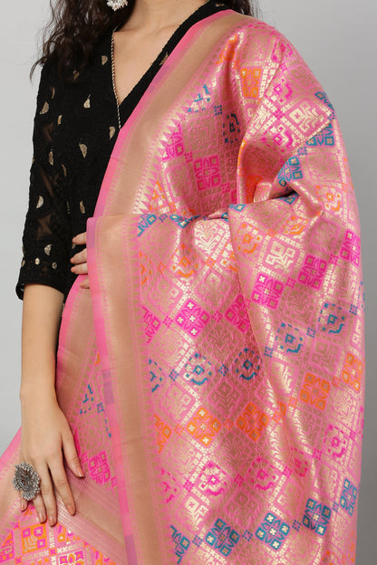 Dupatta-Banarasi Multi Patola-Baby Pink