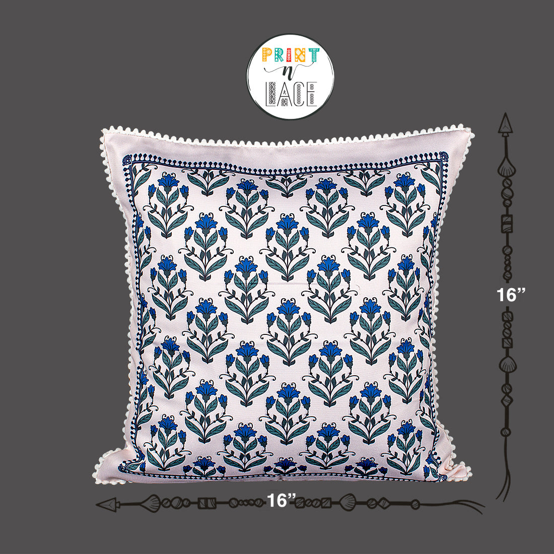 Print n Lace 068 (Cream n Blue)