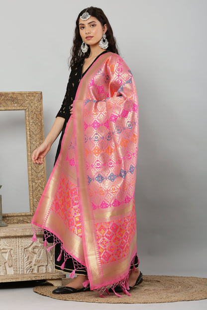 Dupatta-Banarasi Multi Patola-Baby Pink
