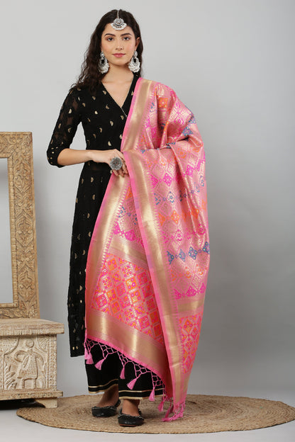 Dupatta-Banarasi Multi Patola-Baby Pink