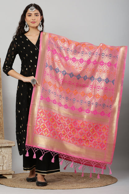 Dupatta-Banarasi Multi Patola-Baby Pink