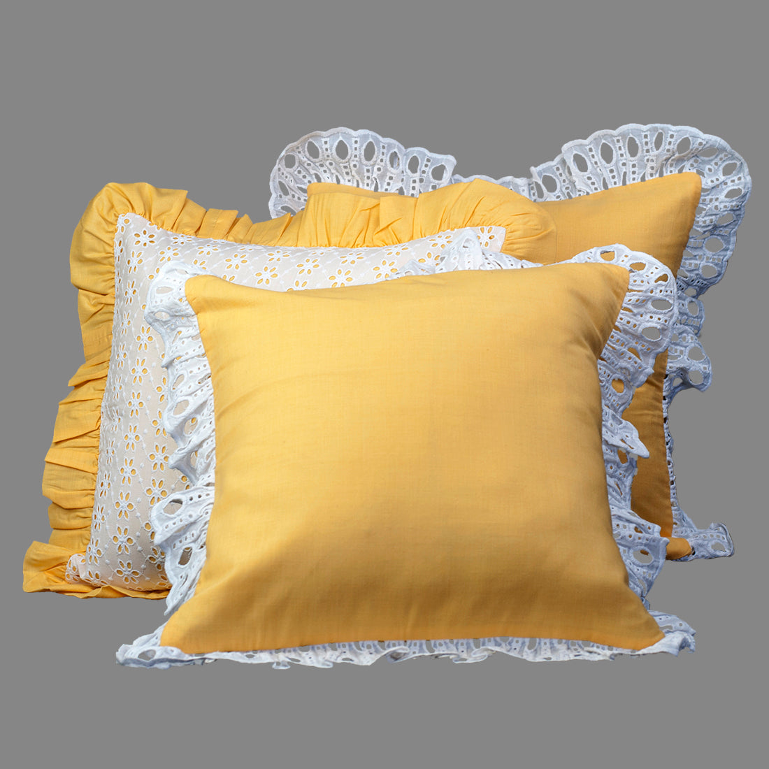 Cushion Cover-Kåpåås Collection II 17 II Set of 3 (Mango yellow)