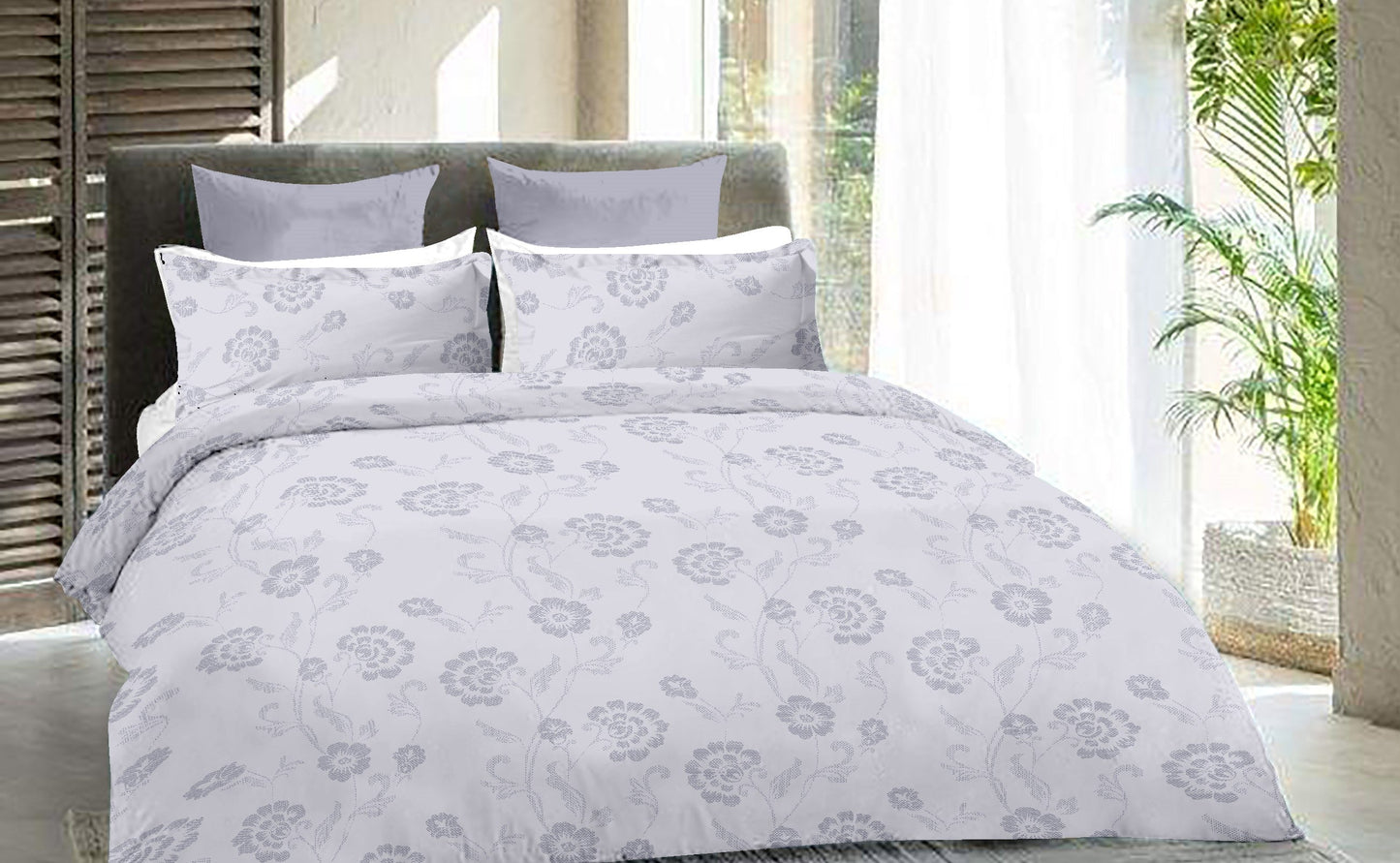 Pure Cotton Printed Bedsheet - Double Bed - Floral Aura - Rose Gold- 300TC