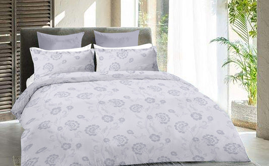 Pure Cotton Printed Bedsheet - Double Bed - Floral Aura - Rose Gold- 300TC