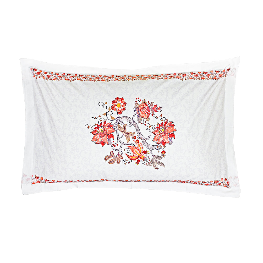 Pillow Covers-Orange Ornamental Flower- Pair
