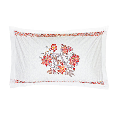 Pillow Covers-Orange Ornamental Flower- Pair