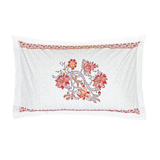 Pillow Covers-Orange Ornamental Flower- Pair