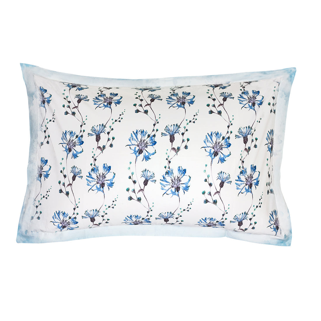 Pillow Covers-Printed- Blue Daisies- Pair