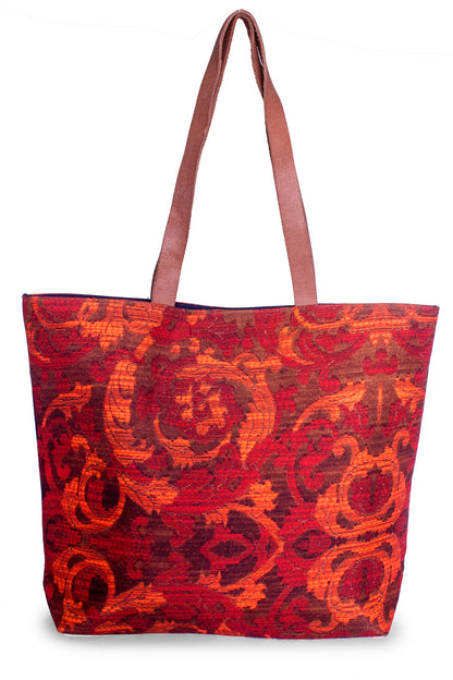 Shopper Bag-Red Jaquard