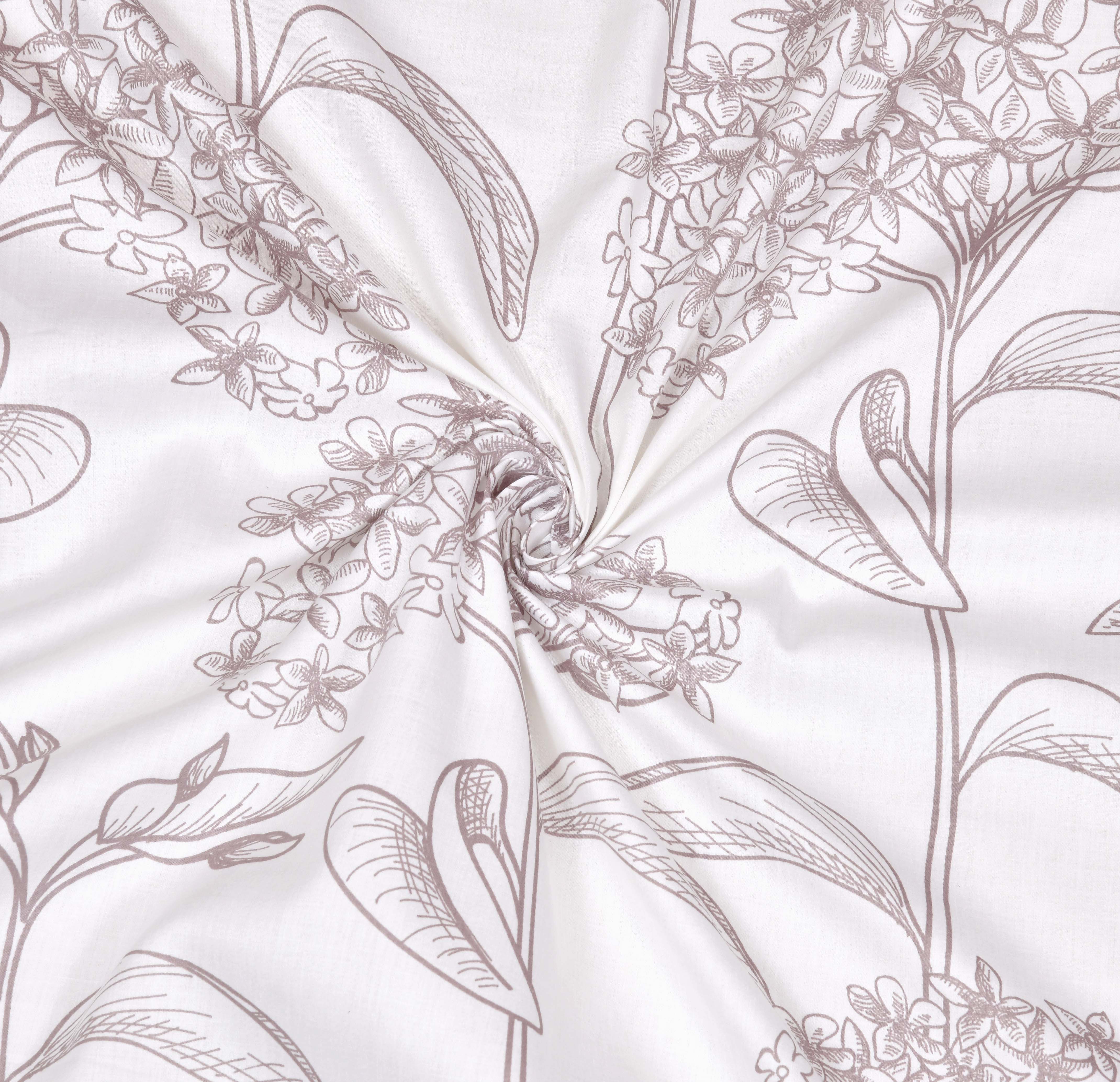 Printed Bedsheet- Double Bed -Bloom- White