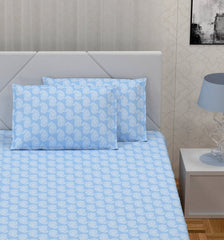 Printed Bedsheet- Double Bed -Paisely-Blue