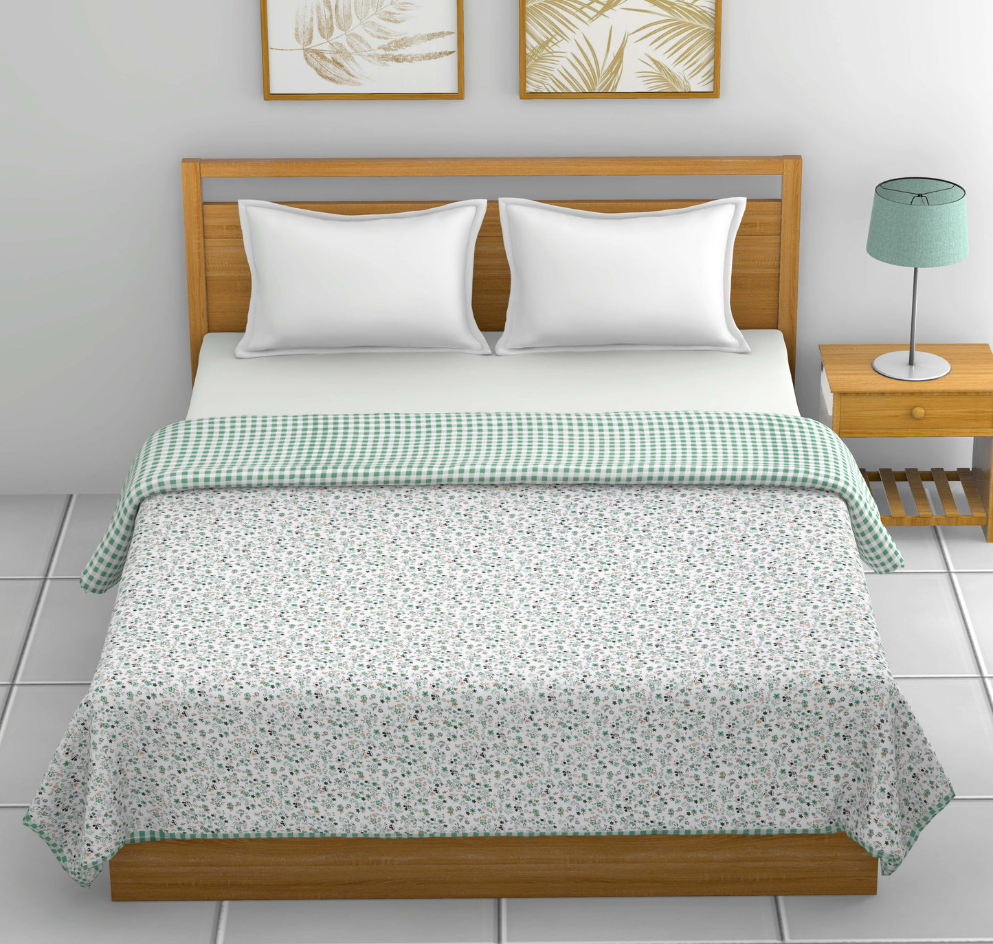 Dohar Cotton-Double Bed- Fresh Green Small Print