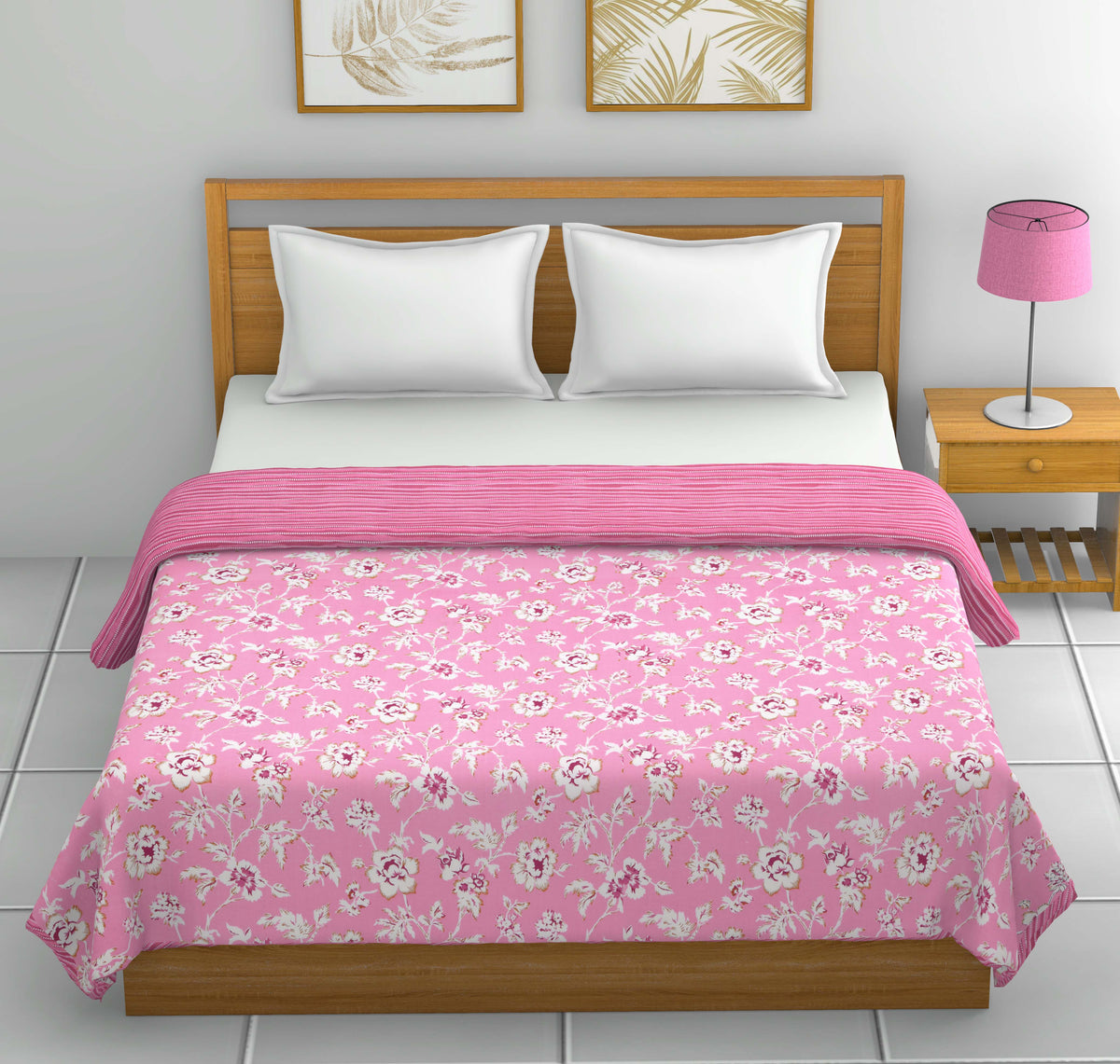 Dohar Cotton-Double Bed-Pink Flora