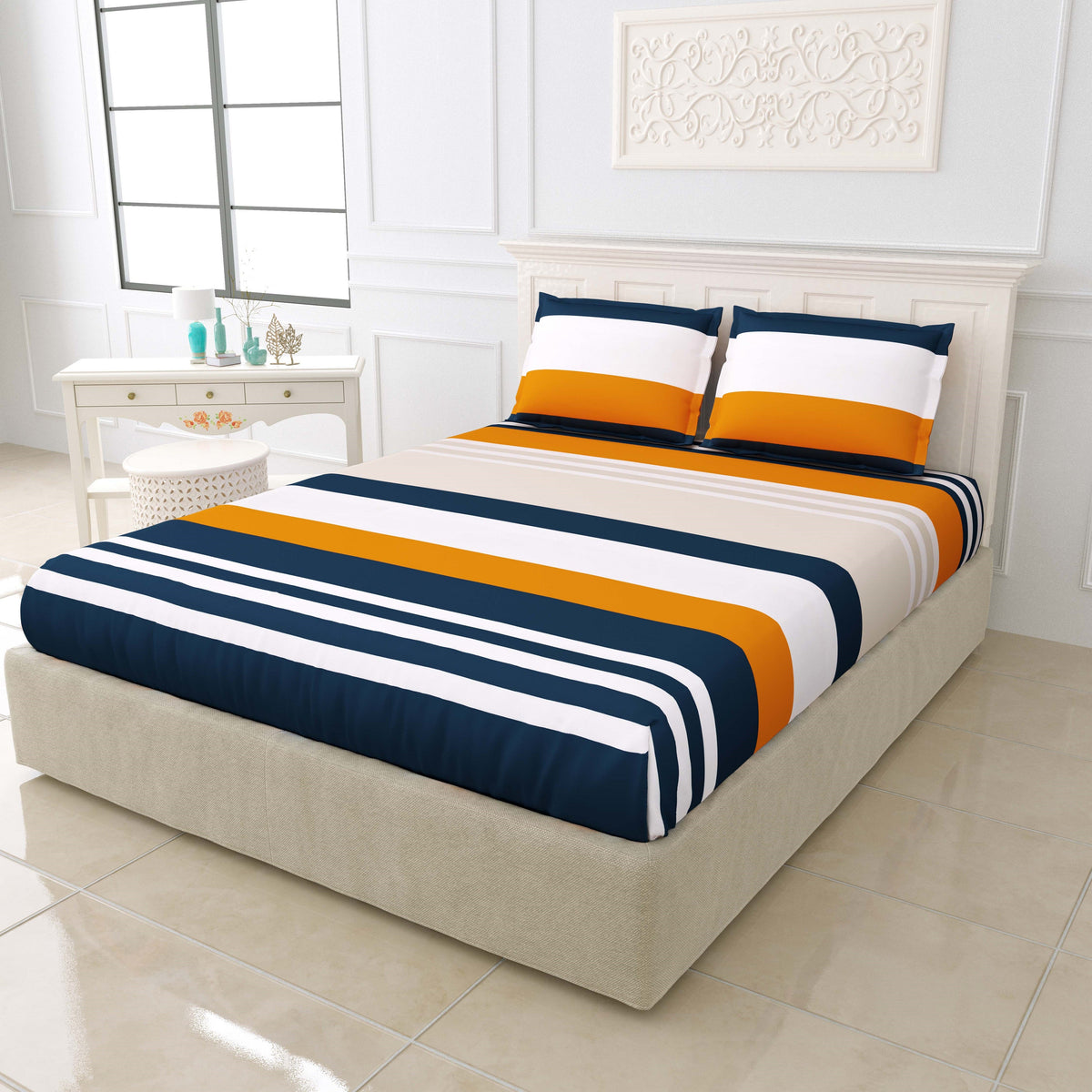 Printed Bedsheet- Double Bed -Color Lines
