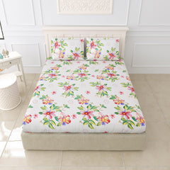Print Bedsheet - Double Bed - Hibiscus Bunch
