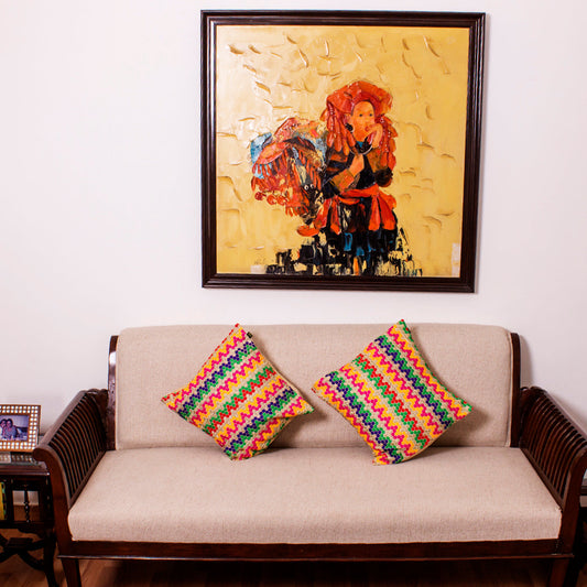 Cushion Cover-Embroidery-Wave-Set of 2