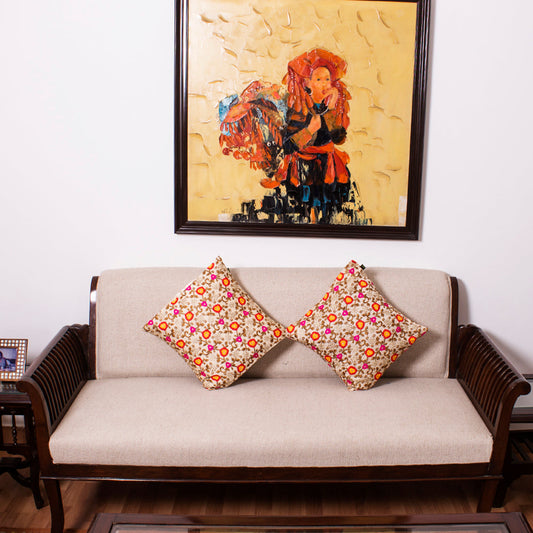 Cushion Cover-Embroidery-Flower | Set of 2