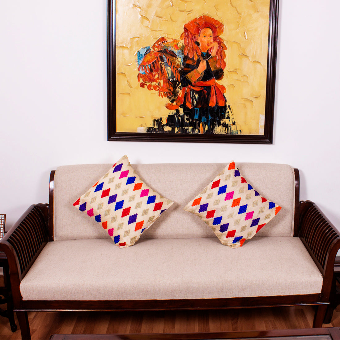 Cushion Cover-Embroidery-Diamond | Set of 2