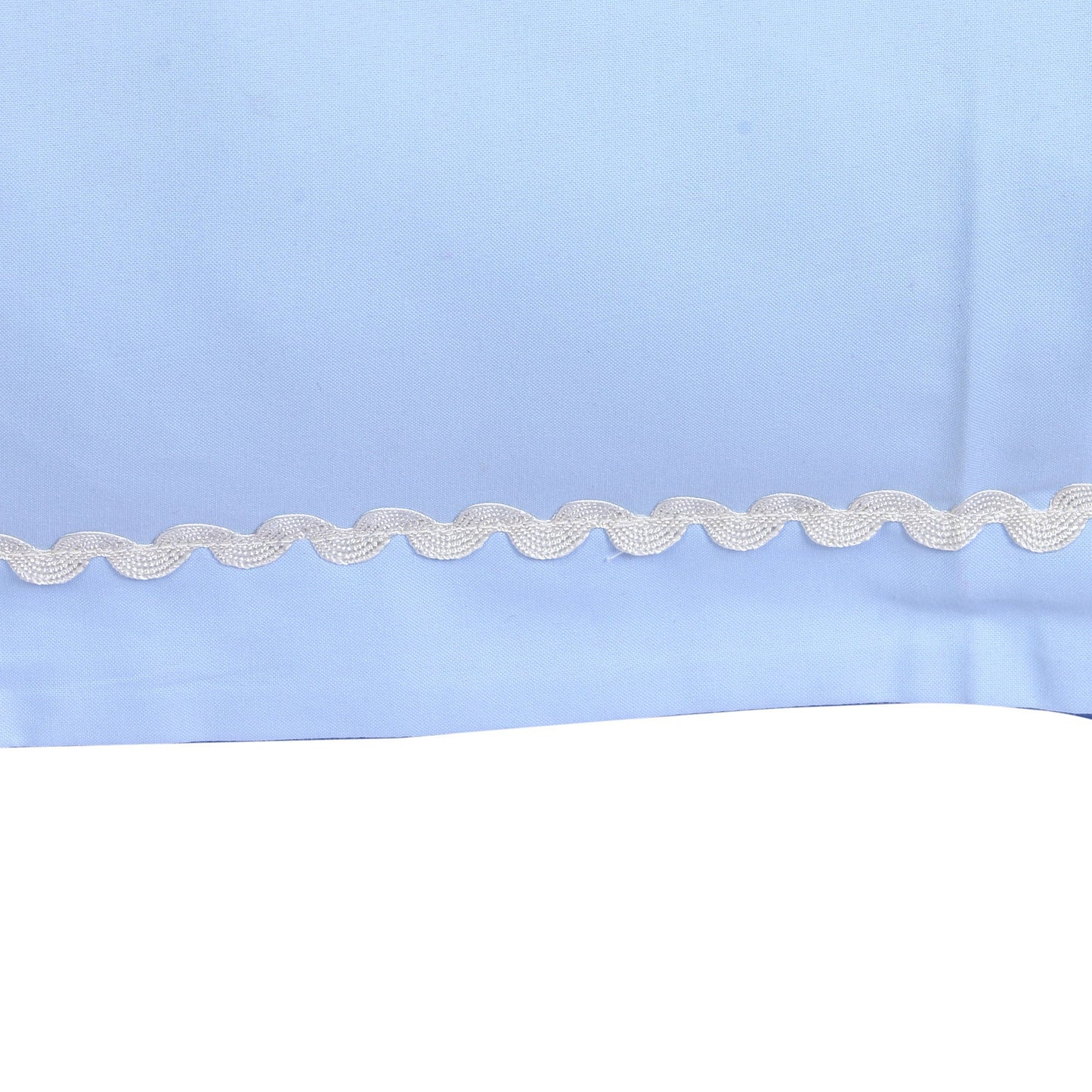 Pillow Covers- Plain Color-Sky Blue with Lace- Pair