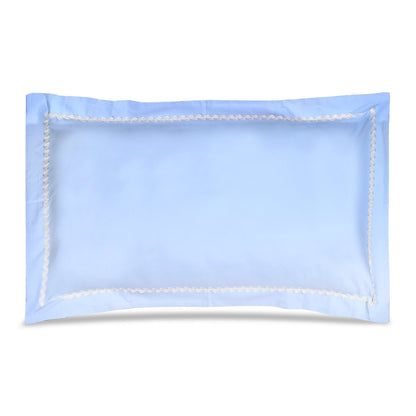Pillow Covers- Plain Color-Sky Blue with Lace- Pair