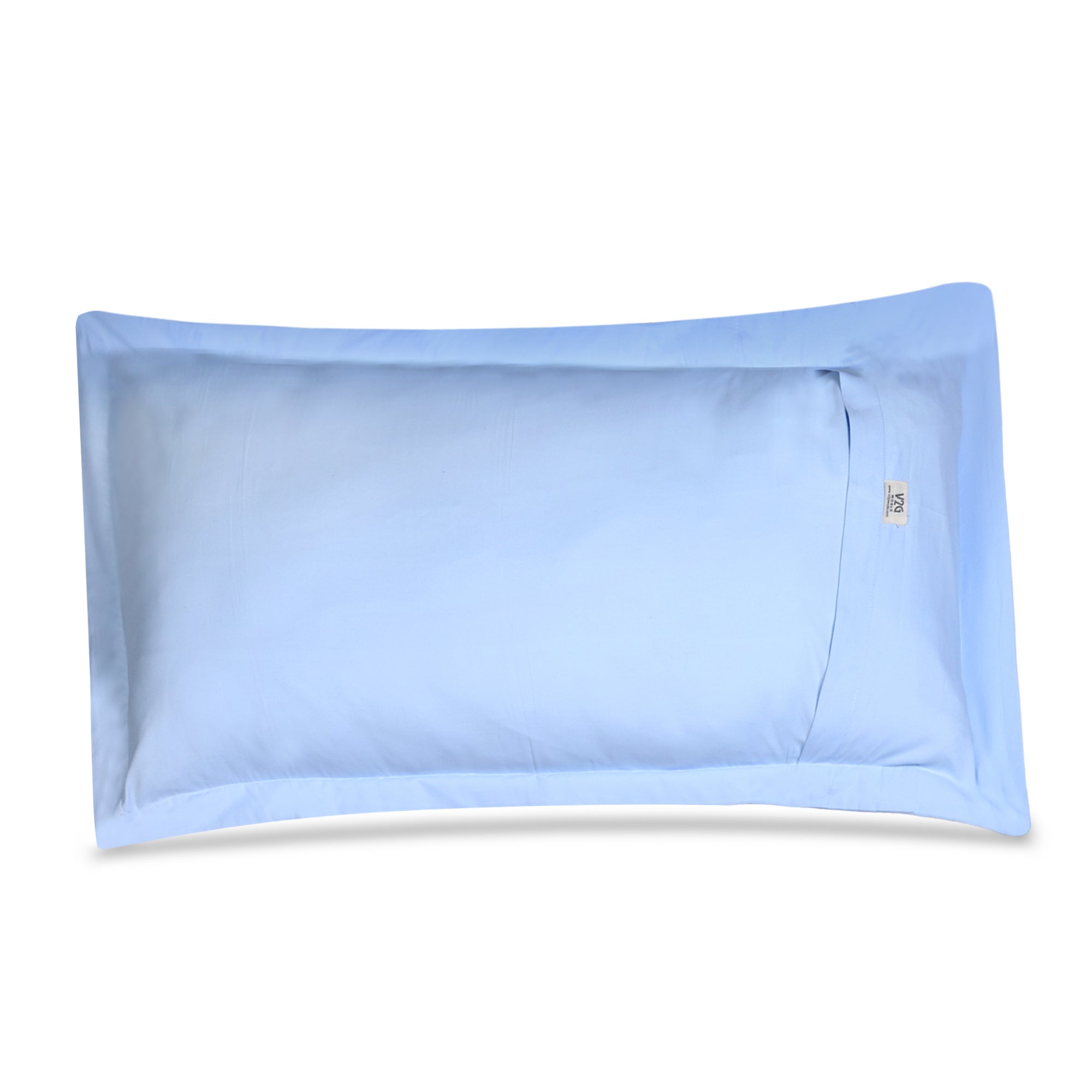 Pillow Covers- Plain Color-Sky Blue with Lace- Pair