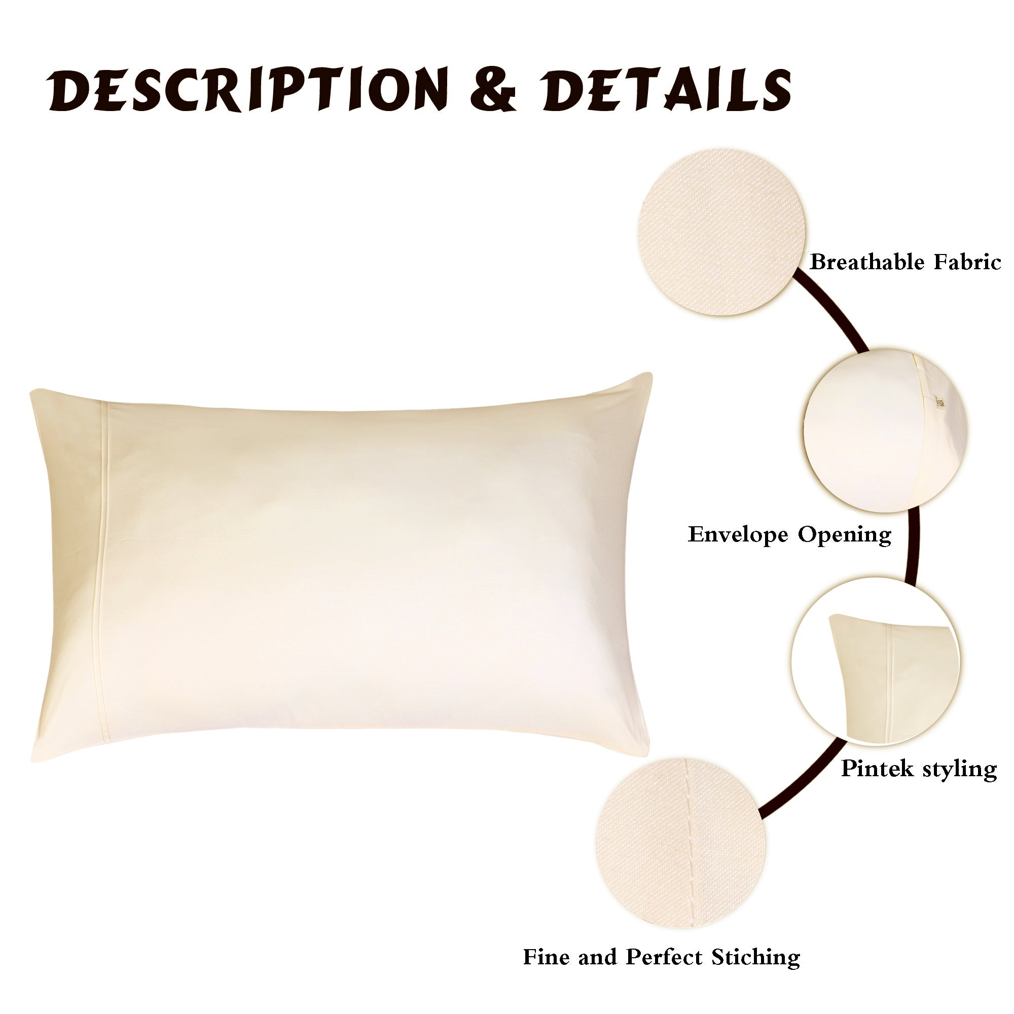 Pillow Covers-Plain Color-Pinkish Beige with Pintex Style- Pair