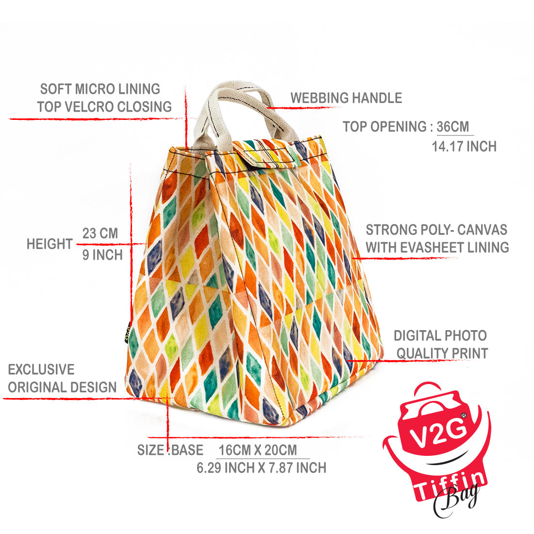 Tiffin- Lunch Bag- Geometric Pattern 4