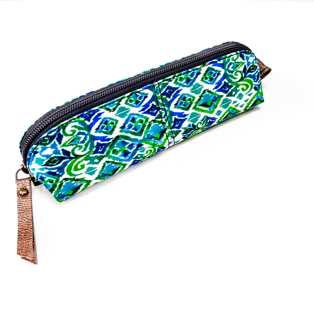 Stationary Pouch- Green n Blue Ikat