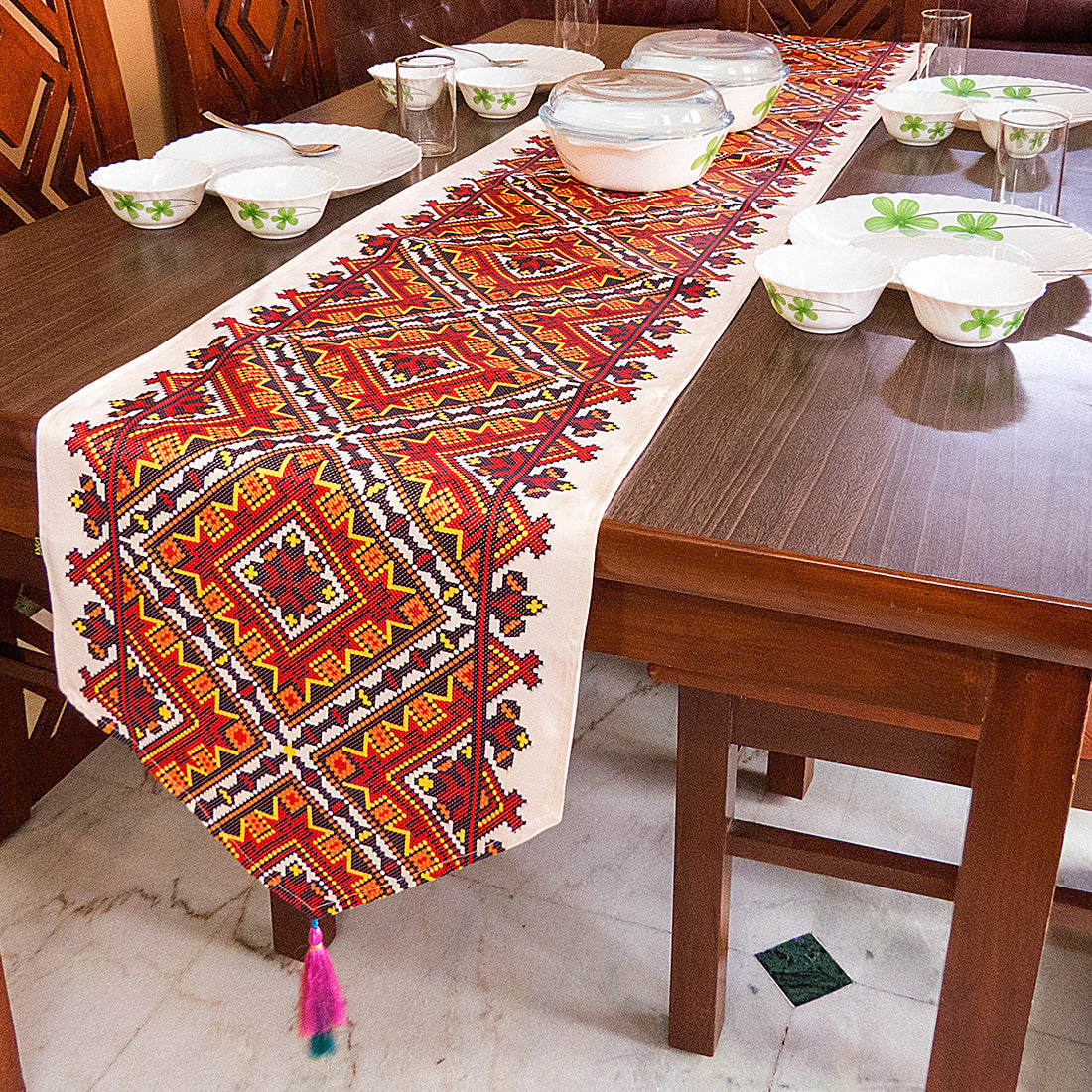 White and Red Ikat