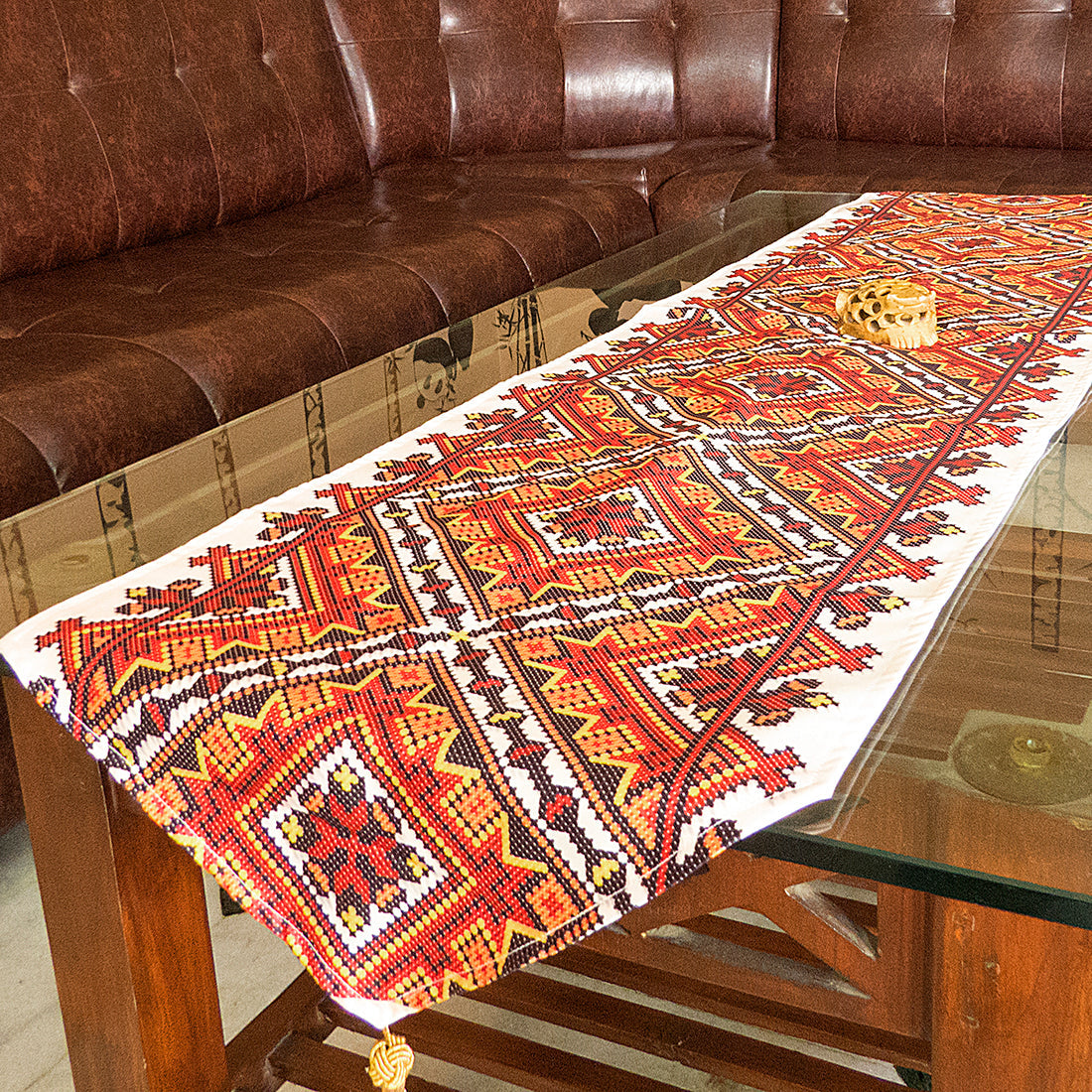 White and Red Ikat