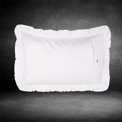 Pillow Covers-Plain Color-White with Cream Lace- Pair