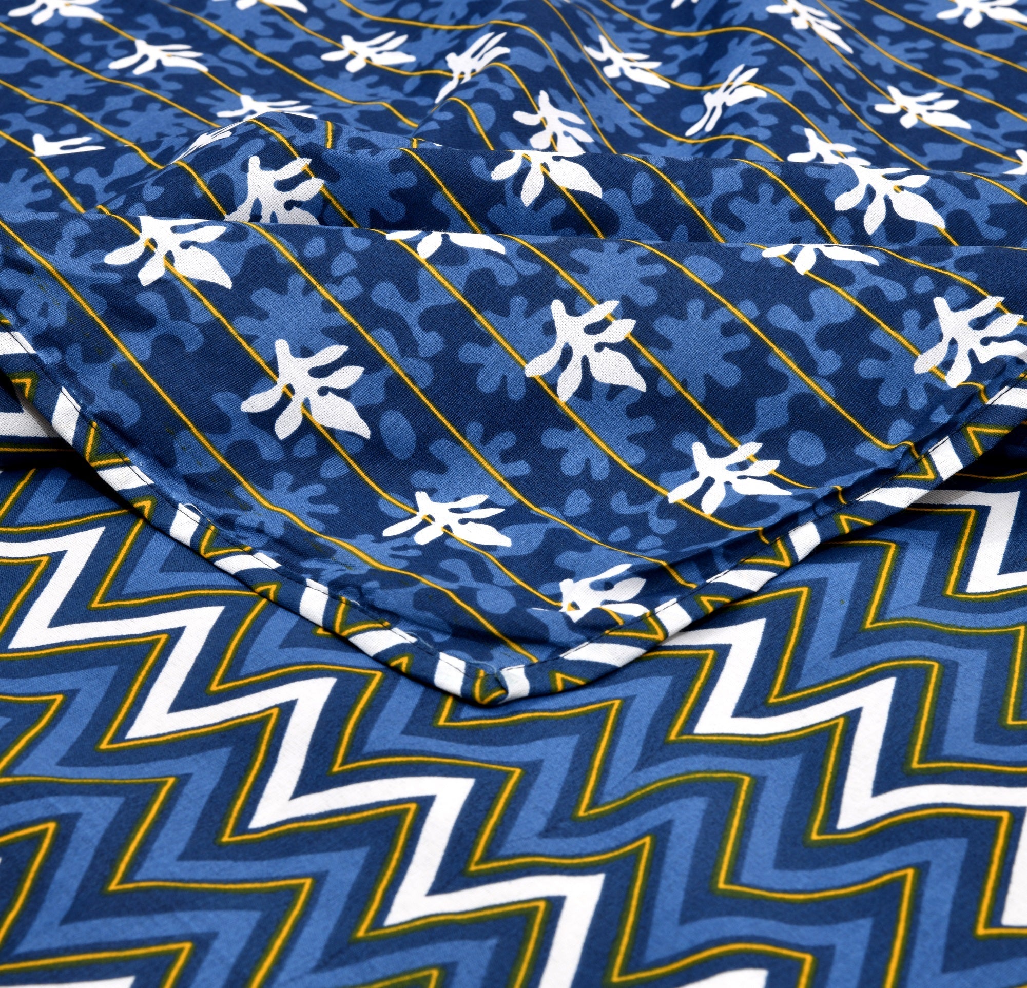 Dohar Cotton-Double Bed- Indigo Blue Waves