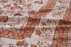 Pure Cotton Printed Bedsheet- Double Bed -Golden Pink Bouquet
