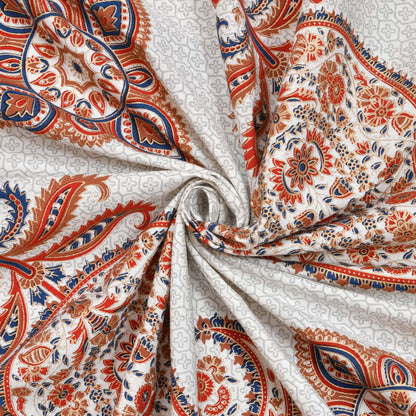 Pure Cotton Printed Bedsheet- Double Bed -Golden Blue Paisely