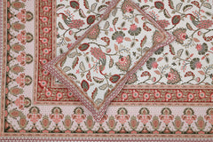 Ethnic Prints Bedsheet- Double Bed -Golden Pink Peacock