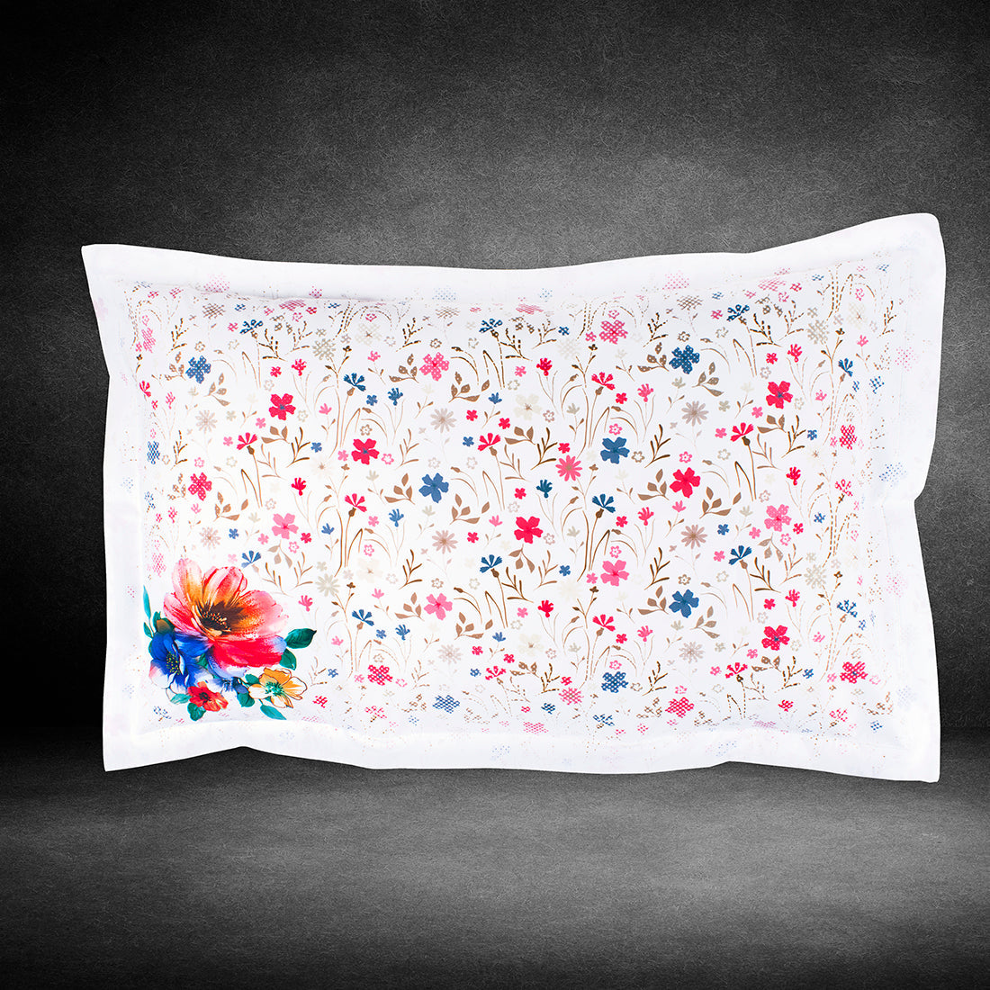 Pillow Covers-Printed-Scattered Flowers- Pair