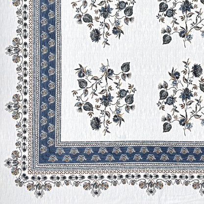 Pure Cotton Print Bedsheet-Double Bed-Multi Floral - Blue